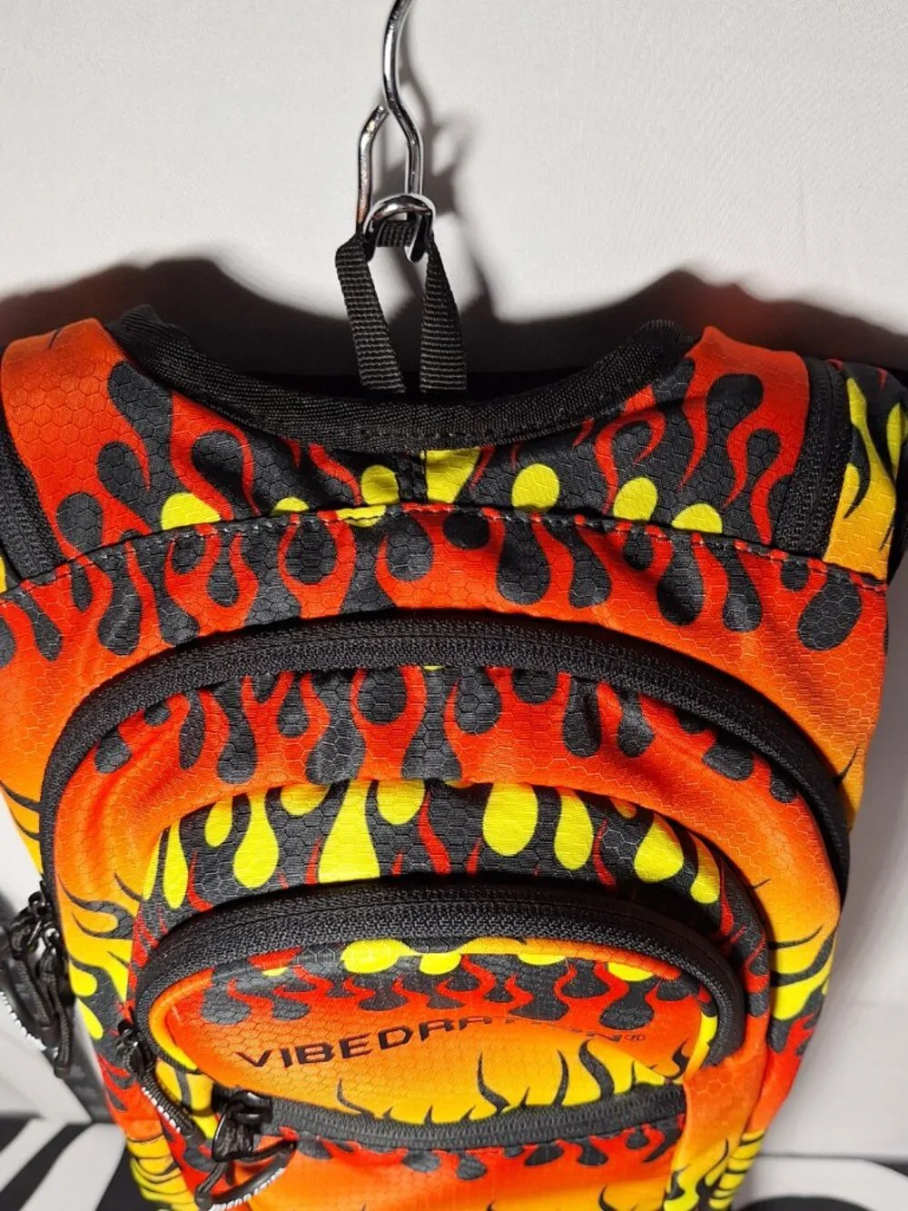 Vibedration Hydration Backpack w/o bladder, Flames pattern, Used